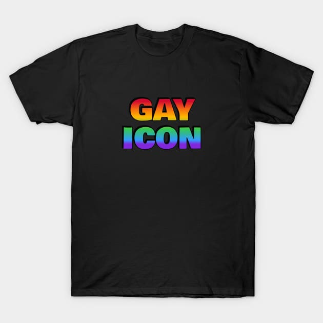 GAY ICON rainbow gradient text T-Shirt by InspireMe